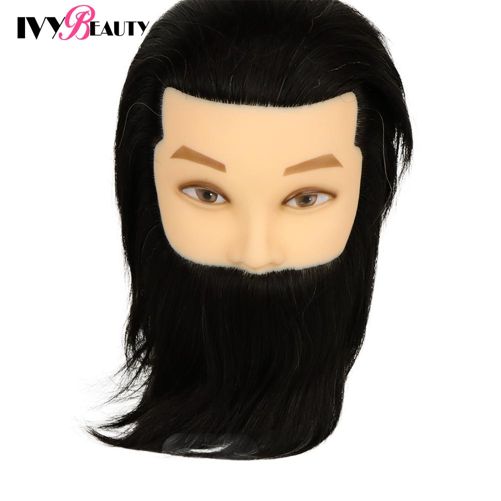 100% Human Hair Mannequin Head Male Barber Hairdresser Manikin Head Training Doll Head For Beauty Hairdresser Practice CuttIing
