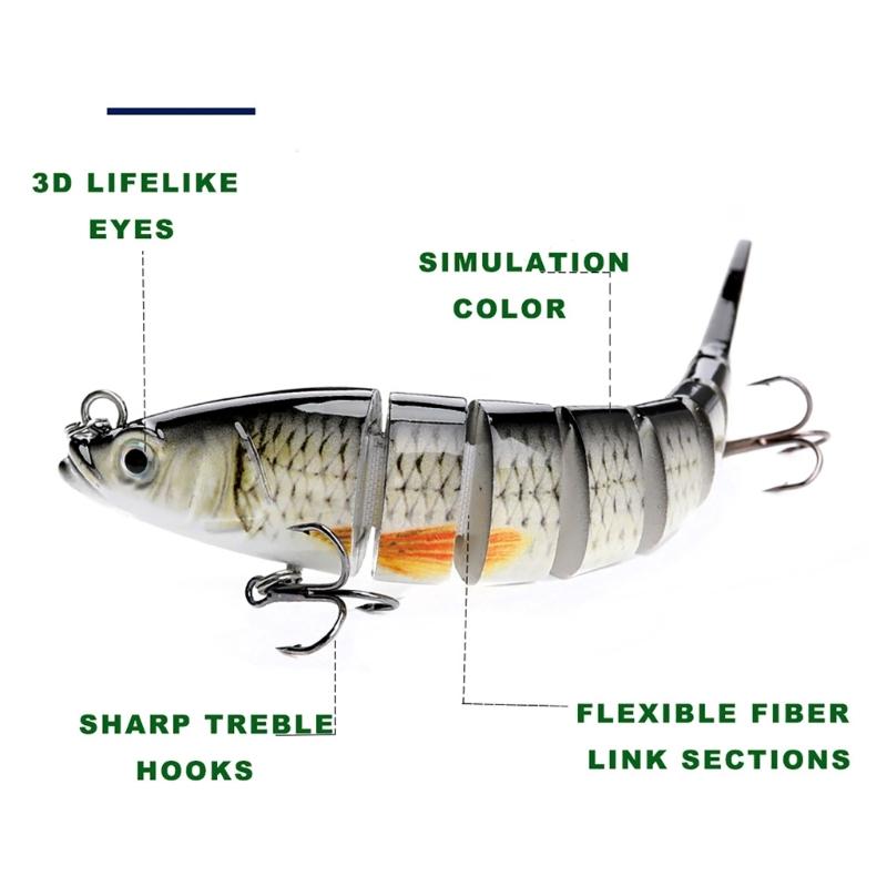 Multi-Section Artificial Fishing Lures Fishhooks Jointed Swimbait Crankbait Fishing Realistic 3D Sinking Swimming Baits