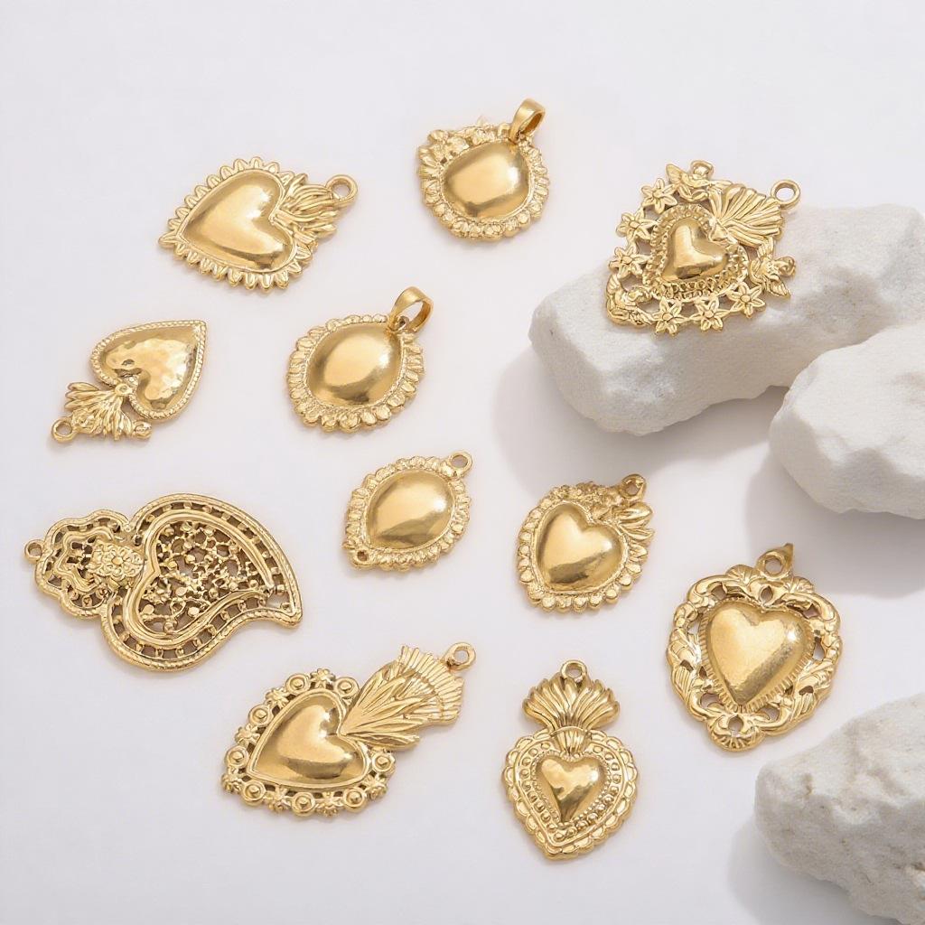 Yori 5PCS Stainless Steel Fashion Sun Love Heart Pendant Bracelet Necklace DIY Accessories Waterproof Wholesale