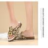 Women's Fuzzy Leopard Print Slippers, Cross Strap, Suede, Indoor/Outdoor, Autumn/Winter 2025.