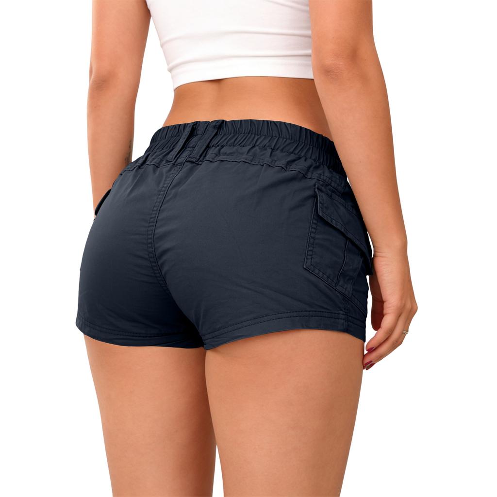 Damen E-Girl Cargoshorts Sommer Slim Fit Elastischer Bund Streetwear Shorts