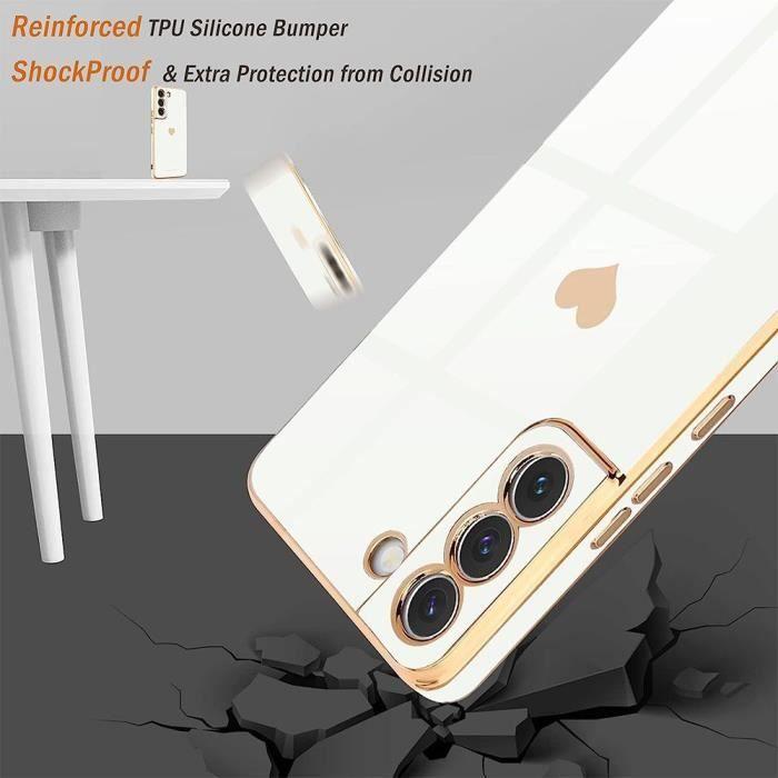 Coque - Samsung - Galaxy S21 - Silicone TPU - Motif Cœur Doré - Protection Antichoc