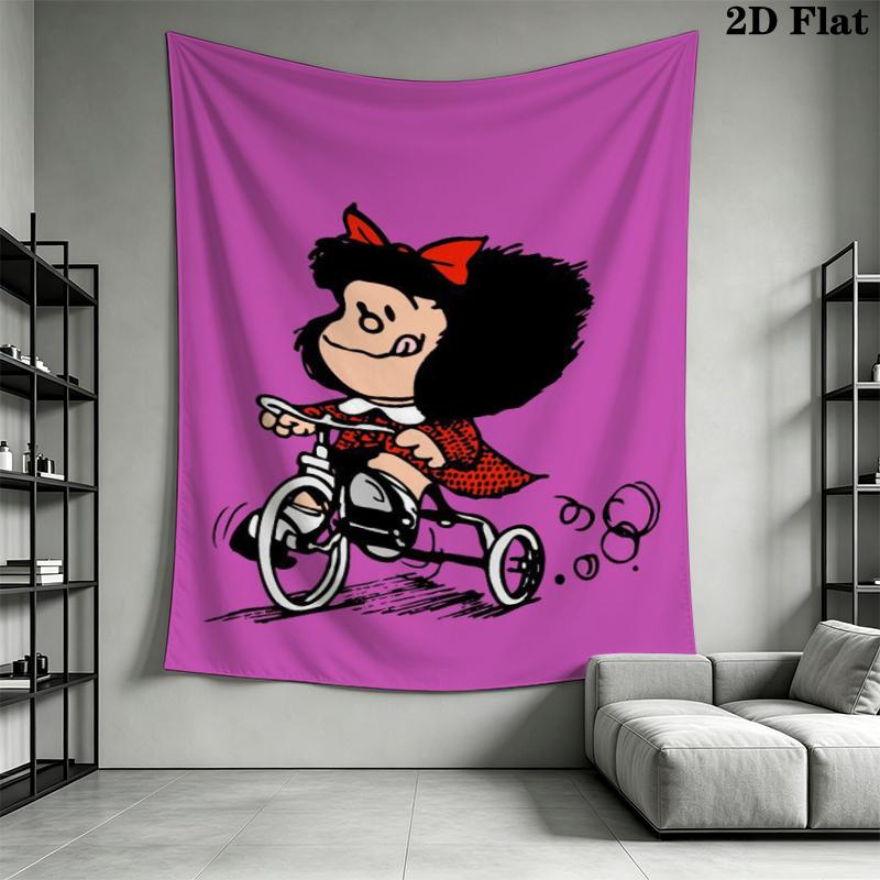 Mafalda Wall Tapestry Aesthetic Wall Hanging Printed Fabric Blanket Decorative Tapestries for Bedroom Living Room Home Decor