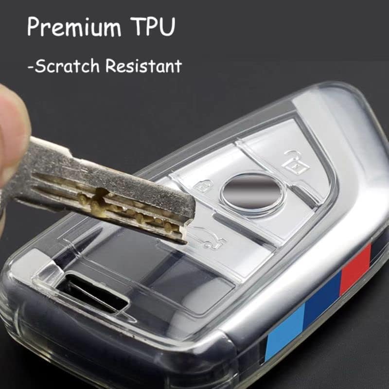 IUIU Clear BMW Key Fob Cover, Premium Soft TPU Fob Protector Case Compatible with BMW Fob for 1 2 3 5 6 Series, X1 X2 X3 X5 X6 X7