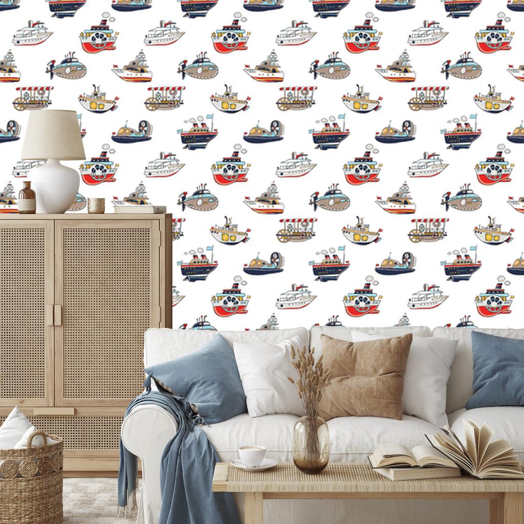 Colorful Ships Vehicles Wallpaper for Living Room and Bedroom 50x1000