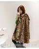 2014 Women's Sexy Mid-Length Leopard Print Faux Fur Trench Coat