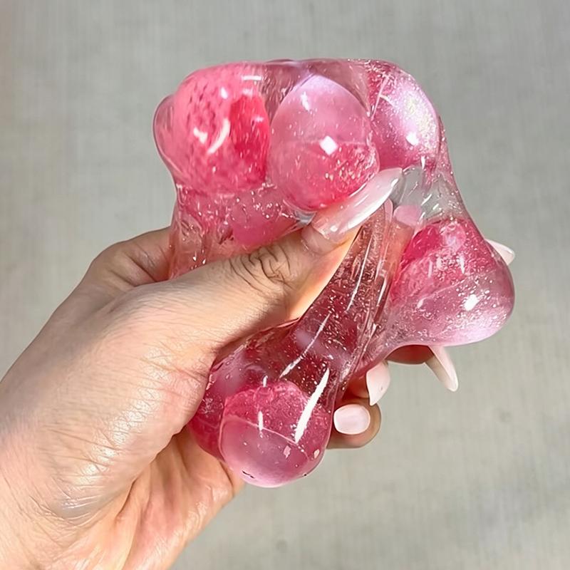 Glass Fruit Series! Thin-Skin Moldable Squeeze Balls With Soft Texture Stress Relief Fidget Toys For Adults