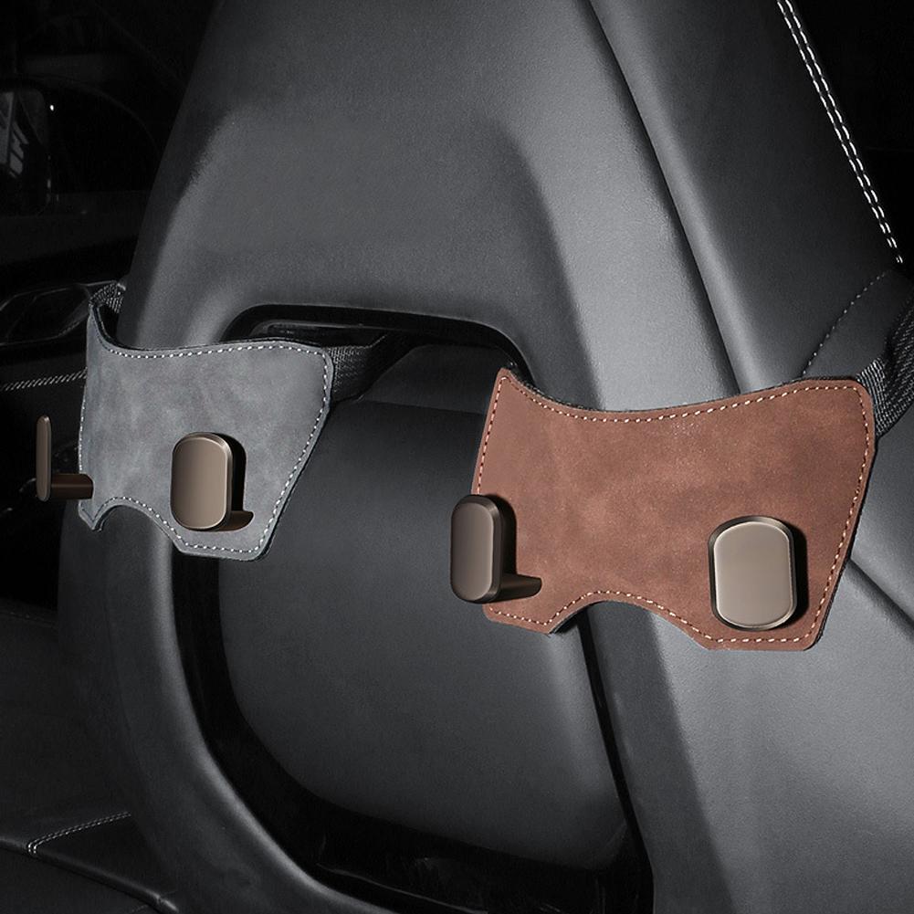 Car Suede Leather Hook Sports Seat Back with Dual Hooks Integrated Vehicle Hook for Car Storage Metal Hook