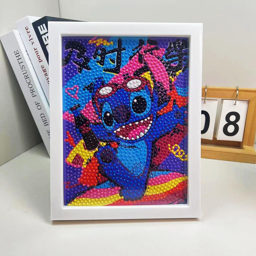 Cartoon Diamond Painting Children's Handmade Diy Diamond Stickers Bedroom Living Room Decorative Painting Masonry Painting with Photo Frame.