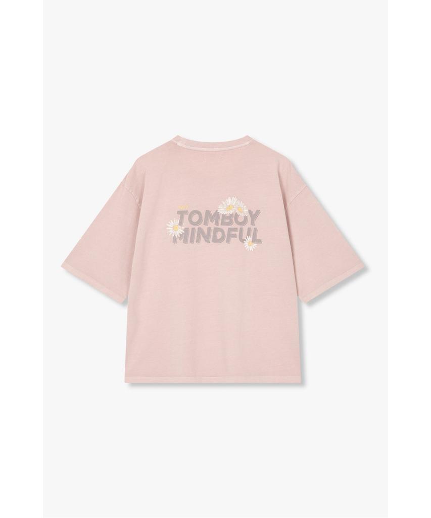 STUDIO TOMBOY Garment Dyed Reversible Print Short Sleeve T-Shirt_Light Pink 9176322974