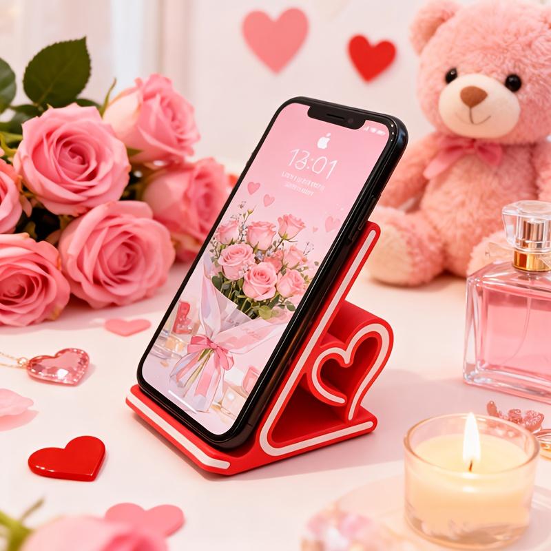 Romantic Heart Phone Stand - Perfect Valentine'S Day Gift for Her, Stylish Desktop Decor, Portable And Anti-Skid, Multi-Scene Use: Streaming/Working
