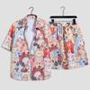 Hawaiian Floral Beach Set: Men's Loose-Fit Plus Size Short Sleeve Shirt & Casual Shorts
