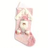 Festive Santa Claus Reindeer Christmas Stocking Pouches Pink Cartoon Roof Design with Santa Hat Scarf, Christmas Decorations