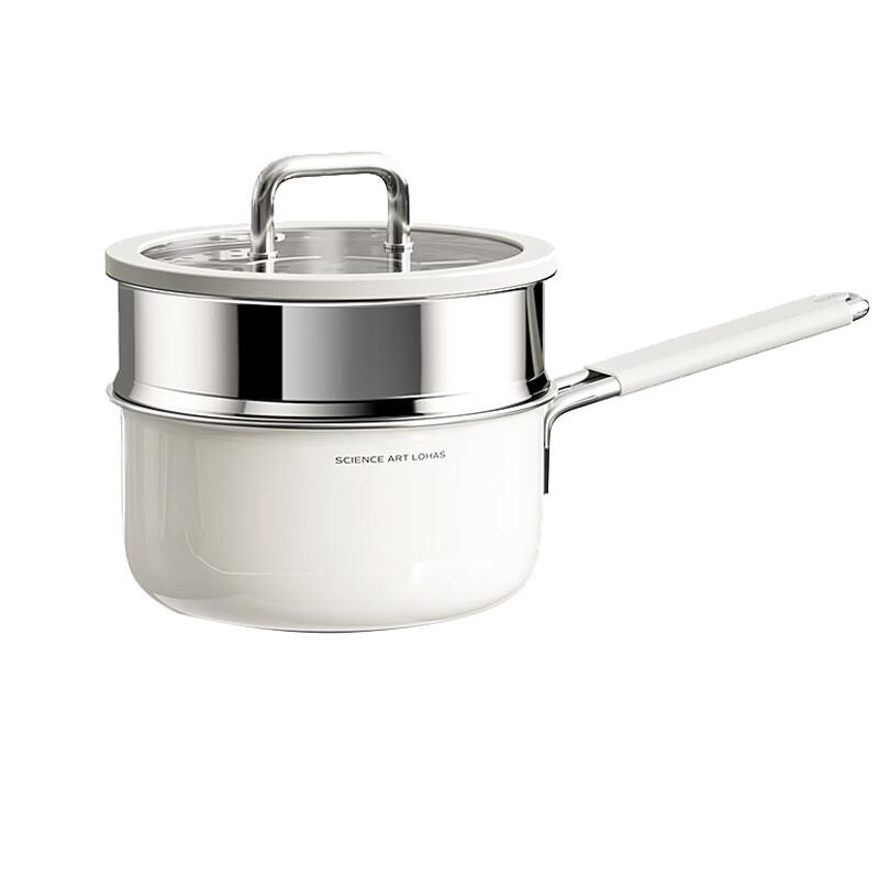 DUMIK Demark 16cm Ceramic Stainless Steel Milk Pot with Steamer