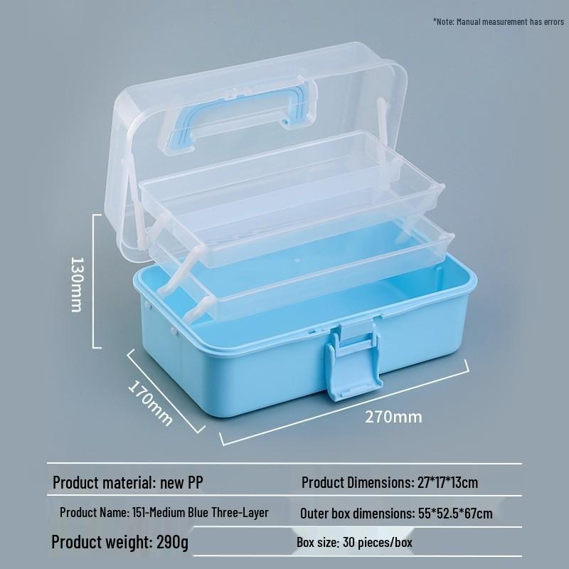 Three-Layer Folding Cosmetic and Nail Art Storage Box