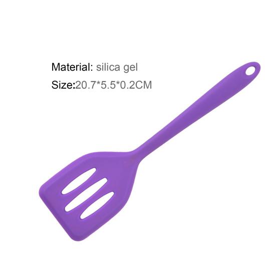 Food Grade High Temperature Resistance Slotted Spatula with Hole Arc Edge Long Handle Baking Shovel Household Supplies