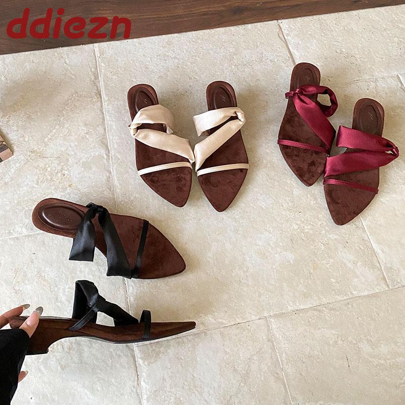 Fashion Fashion Wedges Slippers Shoes For Ladies Luxury Female Footwear Pointed Toe Women Heeled Slippers Slides Sandals Shoes