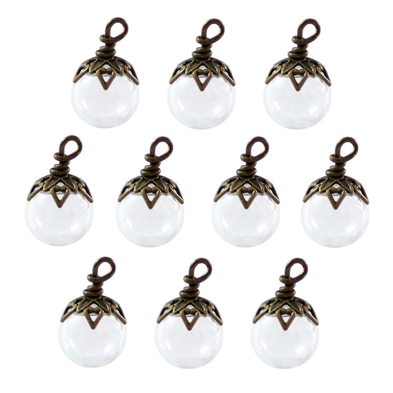 

Набор из 10 миниатюрных прочных стеклянных бутылочек с серебряной крышечкой, модный аксессуар для креативных элегантных проектов с подвесками бронзовый