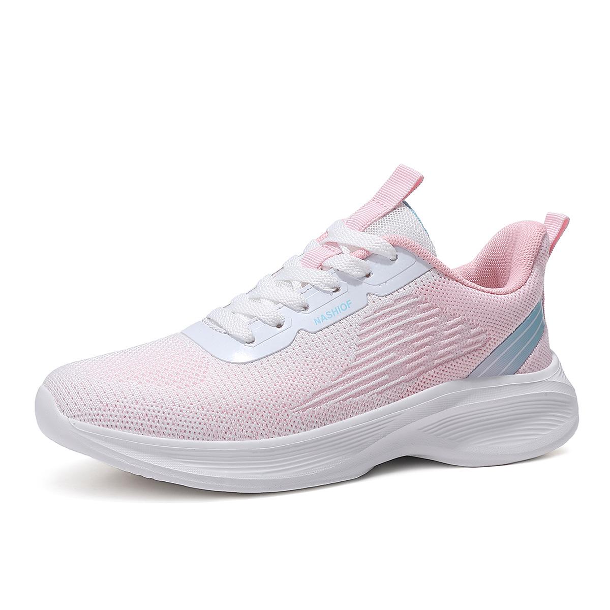 

Flying Woven Sneakers Soft-Soled Women S Shoes Lightweight Mesh Breathable Running Shoes Lightweight Breathable 35 розовый