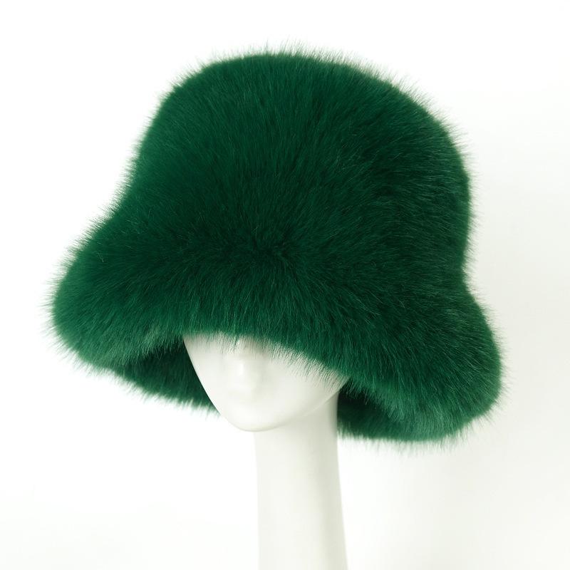 Stylish Faux Fox Fur Hat - Premium Women's Autumn/winter Fluffy Bucket Hat - High-end Plush Hat