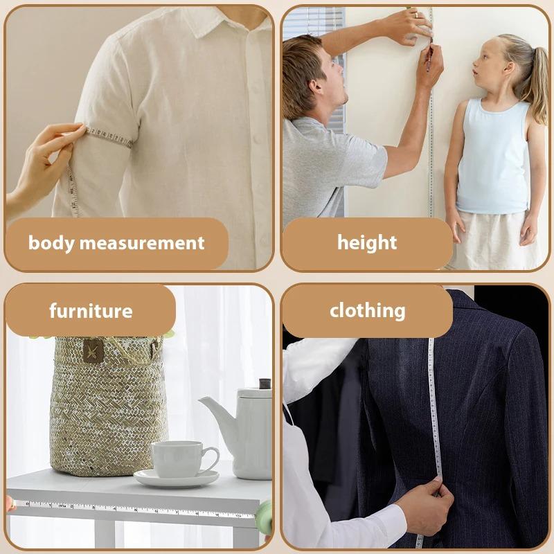 1.5 Meter Soft Tape Measure Scale Body Sewing Flexible Tailor Ruler Centimeter Inch Portable Retractable Self-Lock Measuring Tape
