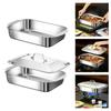 Multifunctional Stainless Steel Serving Tray Square Silver Food Platter Rusts Resistant Dishwasher Safe Dinner Tray