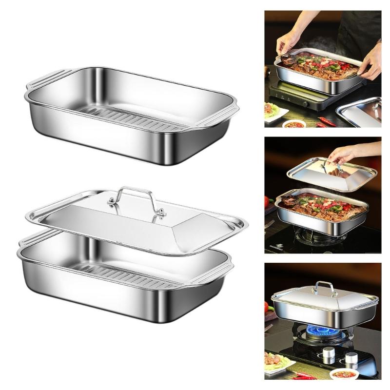Multifunctional Stainless Steel Serving Tray Square Silver Food Platter Rusts Resistant Dishwasher Safe Dinner Tray