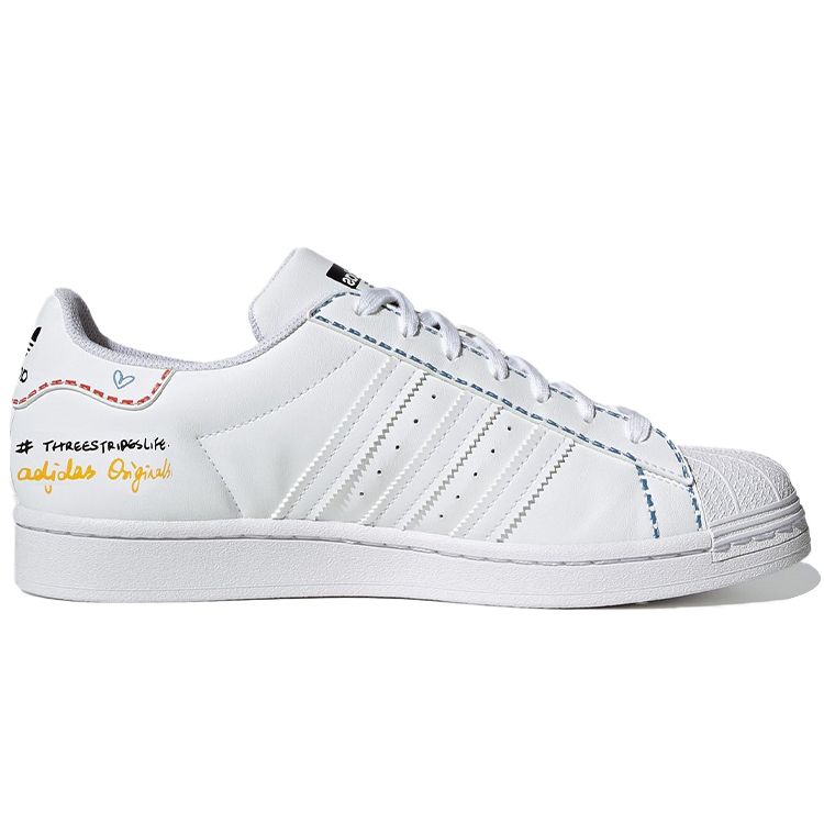 Adidas Originals Superstar Series Casual Breathable Low-Top Skate Shoes Unisex Sneakers White Blue Yellow GZ3034