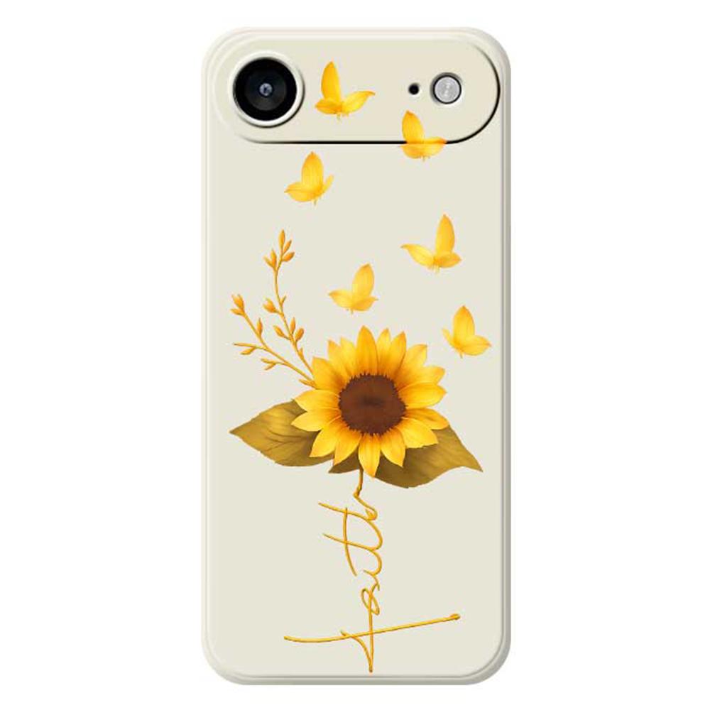 For iPhone 17 Air Case Golden Butterfly Sunflower Pattern Printing Straight Edge TPU Phone Back Cover