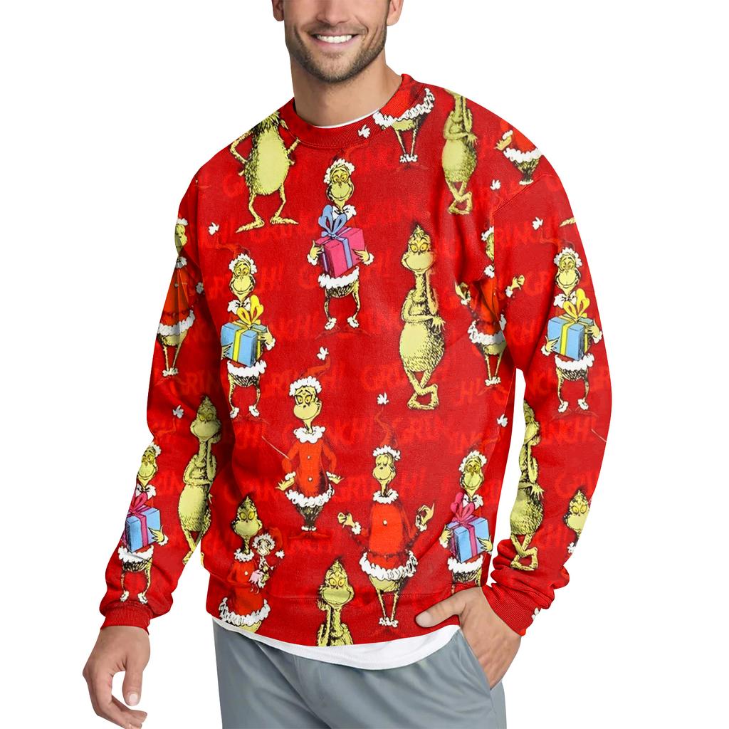 Men's Casual Fashion Printed Round Neck Pullover Sweatshirt