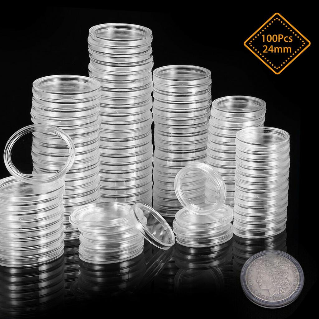 Protection Coin Capsules Accessories Collection 100pcs 24mm Plastic Holder
