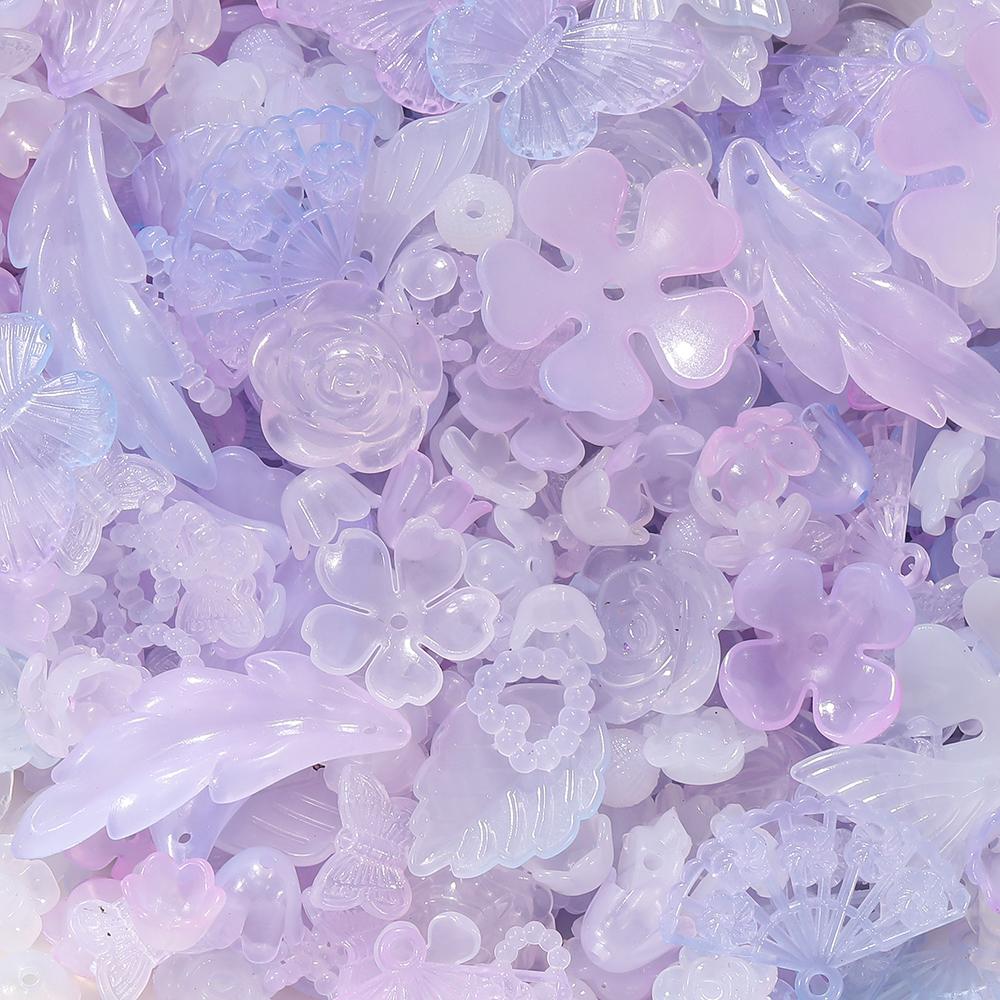 30g/Lot Colorful Mixed Butterfly Fan Acrylic Beads Spacer Loose Bead for DIY Necklace Bracelet Jewelry Making Accessories