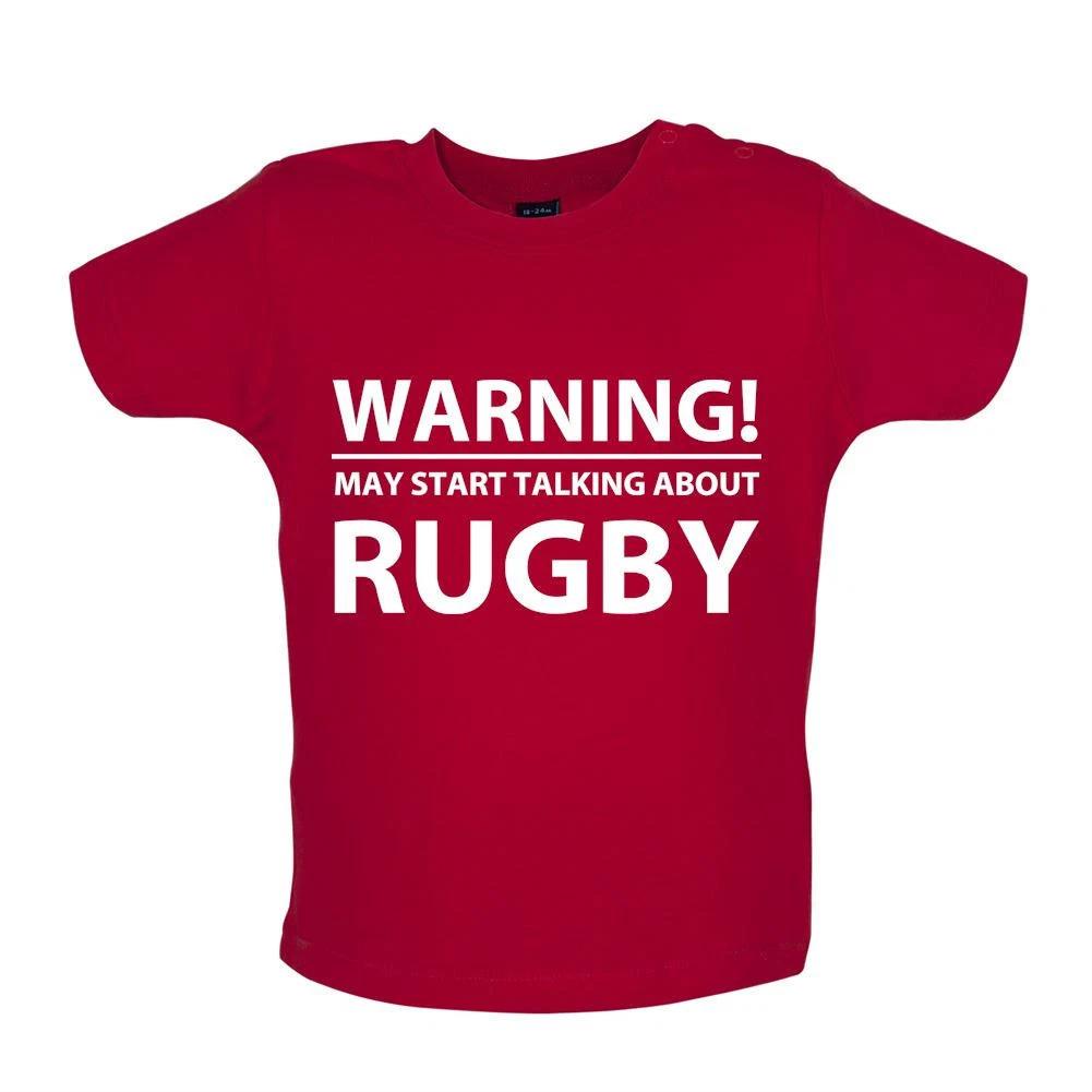 Warning Talk Rugby - Baby T-Shirt / Babygrow - League Union Nations England Six 100