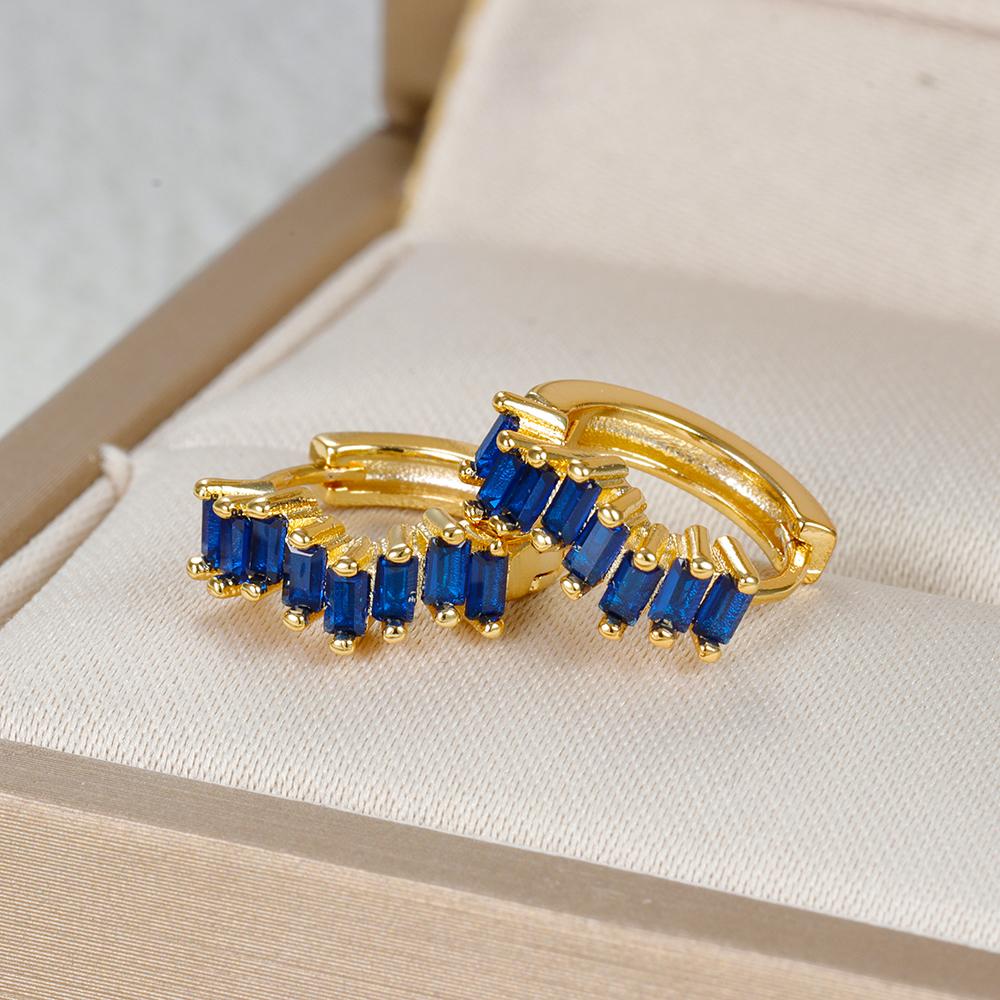 Trendy Gold Plated Round Huggie Hoop Earrings for Women Stainless Steel Colorful Zirocn Piercing Earrings  Fashion Jewelry