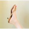 Square Toe Clip Sandals for Women Summer New Popular High Heel Flip-flops Large Size Slim Heels Women's Outdoor Leather Slippers