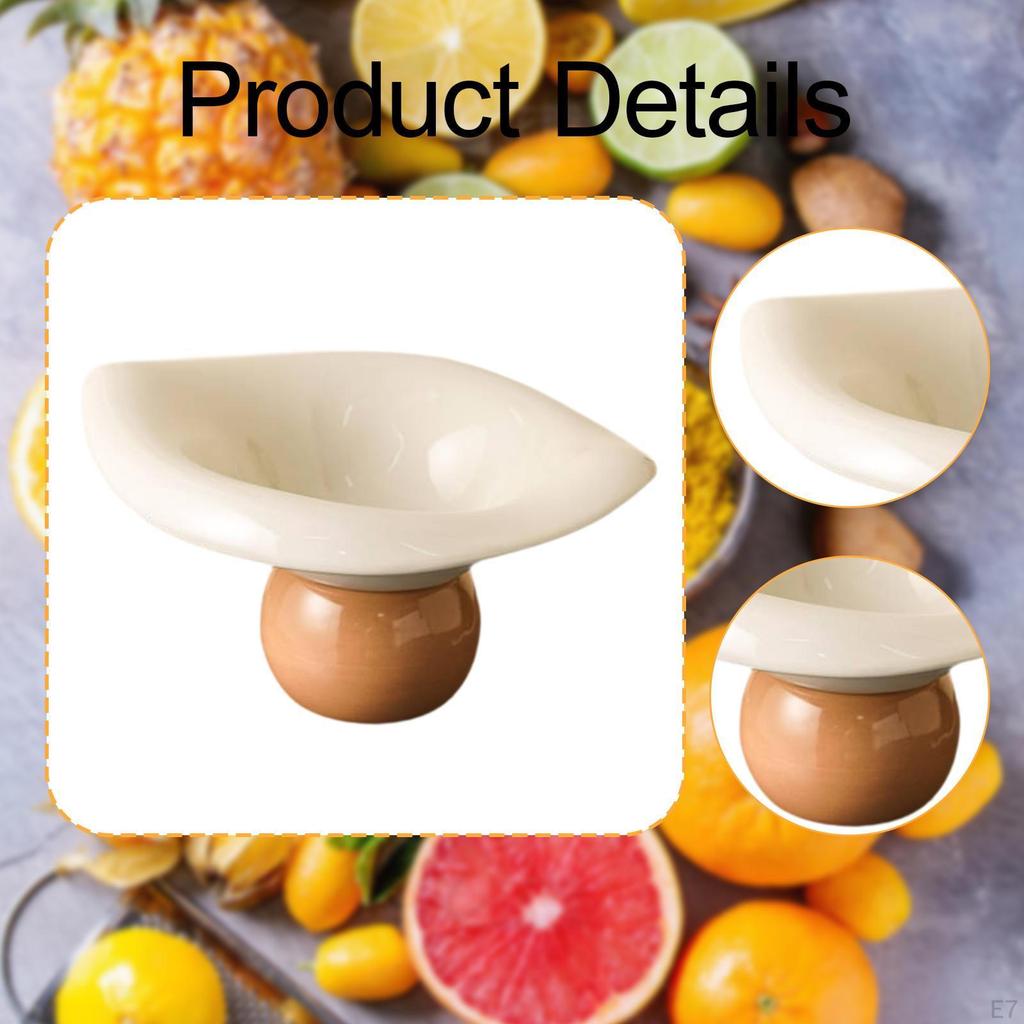 Ceramic Fruit Bowl with Pedestal, Snack Tray, Salad Plate, Appetizer Serving Platter, Ideal for