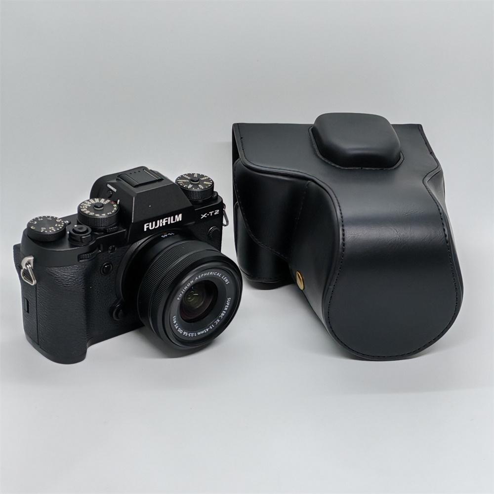 PU Leder Kameratasche Hülle für Fujifilm XT2 XT3 Fuji X-T2 X-T3 Schutz Aufbewahrung Basis Ganzkörperabdeckung mit Riemen
