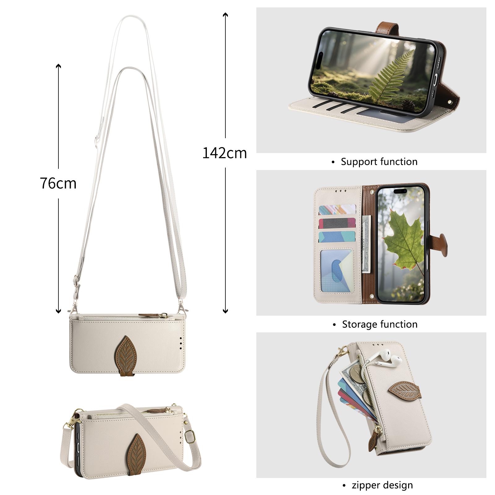 

Zipper Wrist Strap Leather Wallet with Card Slot Phone Case for IPhone 17 Air 16 16E 15 14 13 12 Pro Max Plus Protective Cover iPhone 12 бежевый