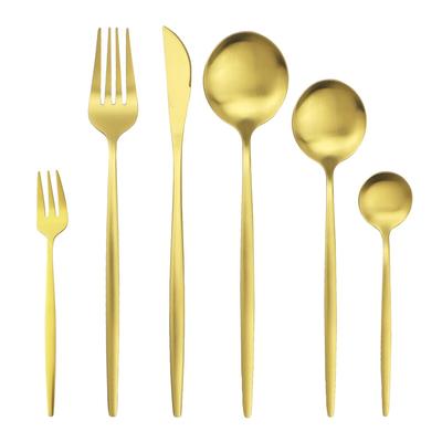 6 Pz/set Oro Stoviglie Set di Posate Coltello Torta Forchetta Tè Dessert Cucchiaio Da Tavola Posate In Acciaio Inox Da Cucina Set di Posate