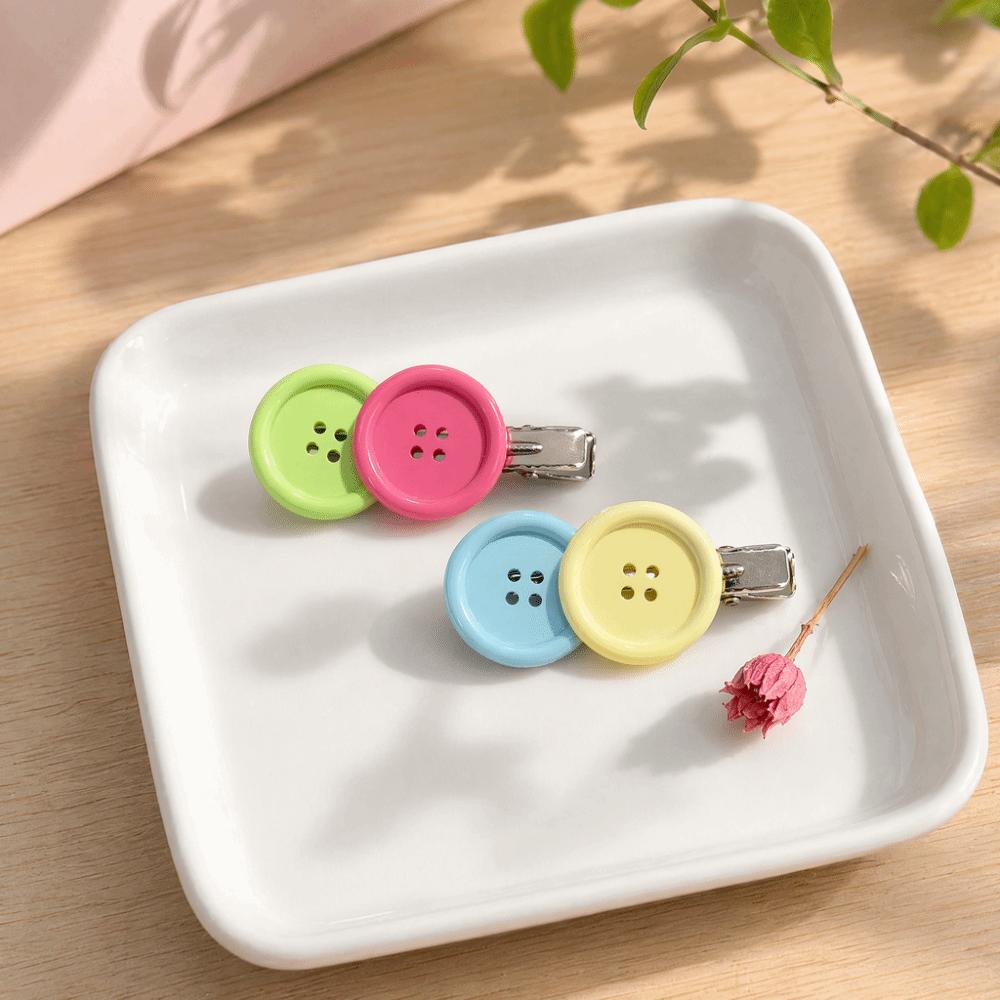 2pcs Oval Design Button Shape Hairpins Sweet Cute Barrettes Candy Color Hair Clip Daily Wear