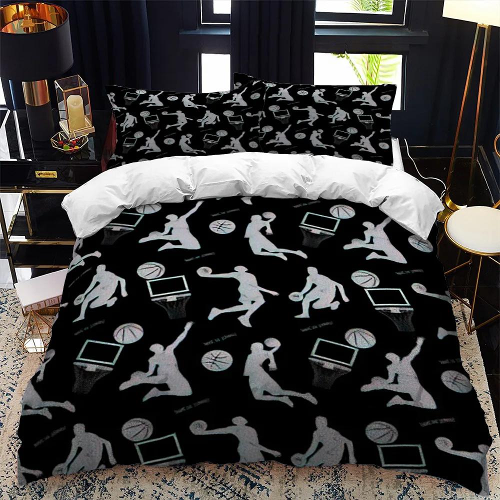 Kids Basketball Duvet Cover Set 3D King Queen Size Cool Sport Theme For Kids Children Teens Ball Gaming Polyester Bedding Set