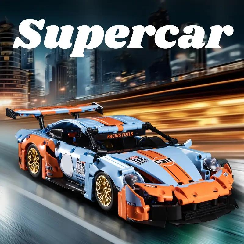 1215-Piece Blue Racing Car Building Block Set, 1:14 Scale Racing Car Model DIY Toy Halloween Christmas Gift
