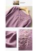 Women's Cotton Linen Embroidered Retro Shirt, Seven-Sleeve with Frog Button, Loose Plus Size Summer Top