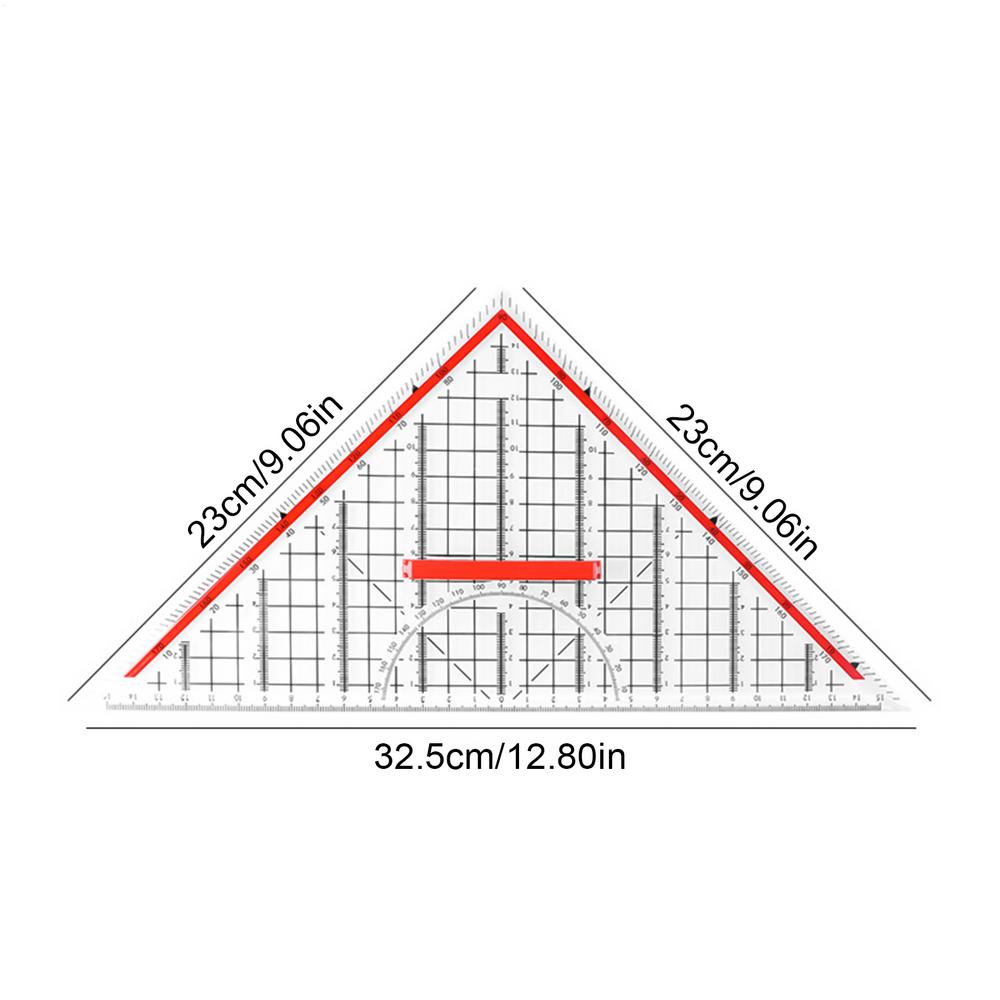 32cm  Isosceles Triangle Ruler With Handle Right Angle Protractor Transparent Drawing Parallel Line Ruler Drafting Triangle
