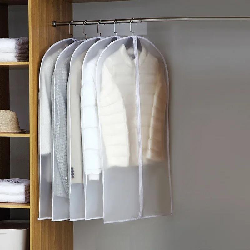 Heavy-Duty Transparent Garment Bags with Zipper Closure - Multi-Size Fully Enclosed Dustproof Covers for Wedding Dresses, Suits, Coats