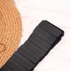Women's Wide Elastic Leather Waist Belt - Retro Black Cowhide