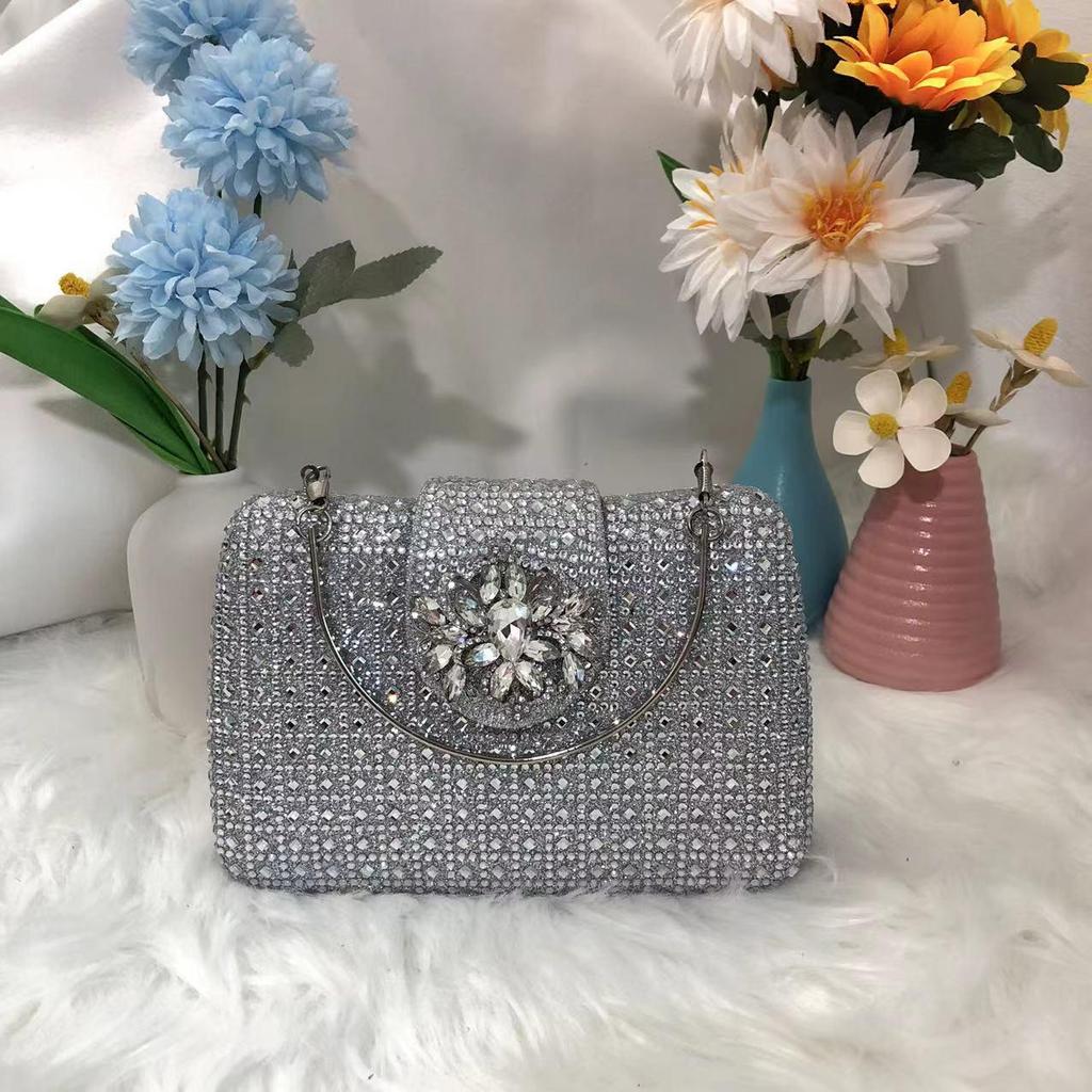 Square Rainbow Handset Diamond Clutch Bag
