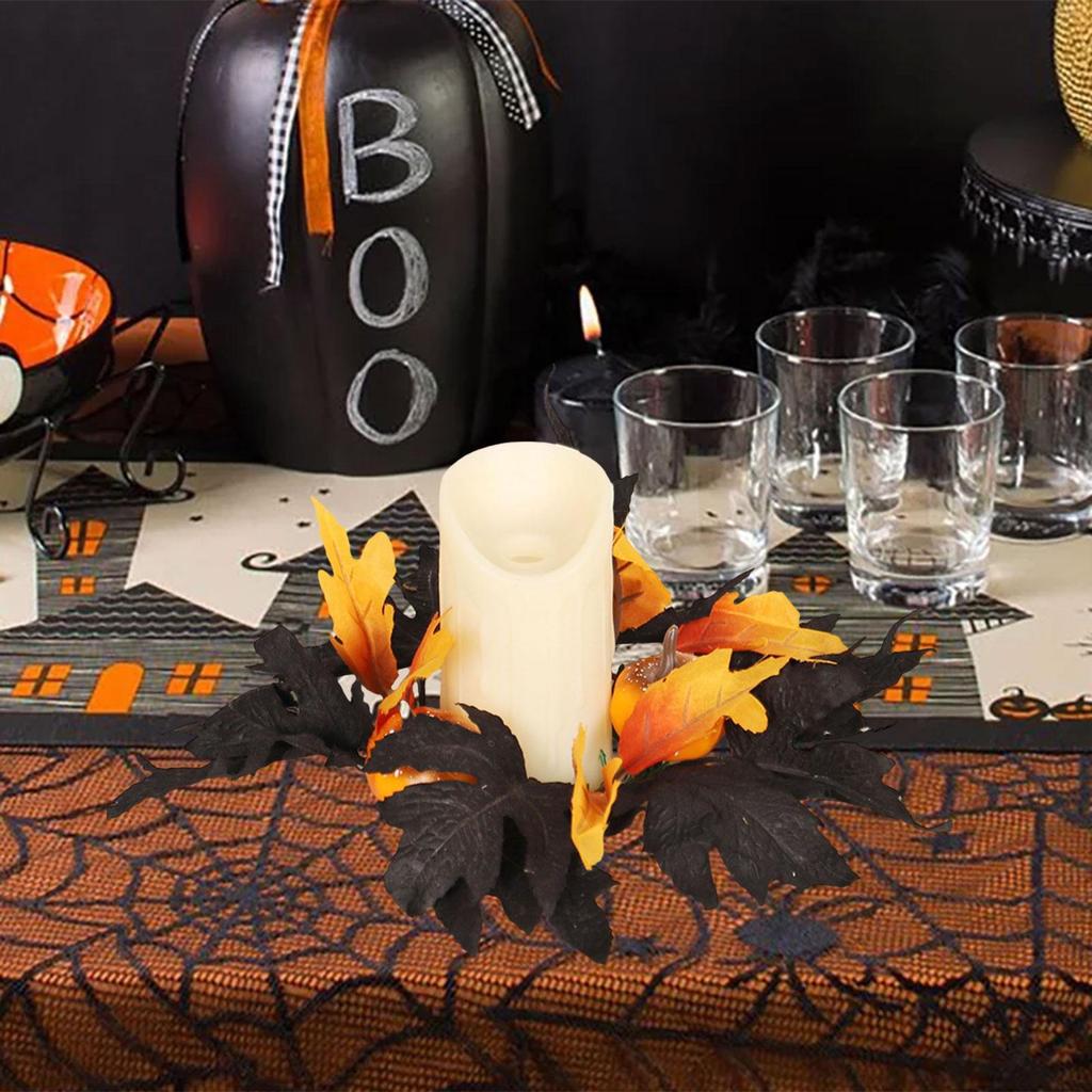 Corona de Velas de Halloween Decoración para el Hogar para Suministros de Fiesta de Acción de Gracias Amarillo Otoño