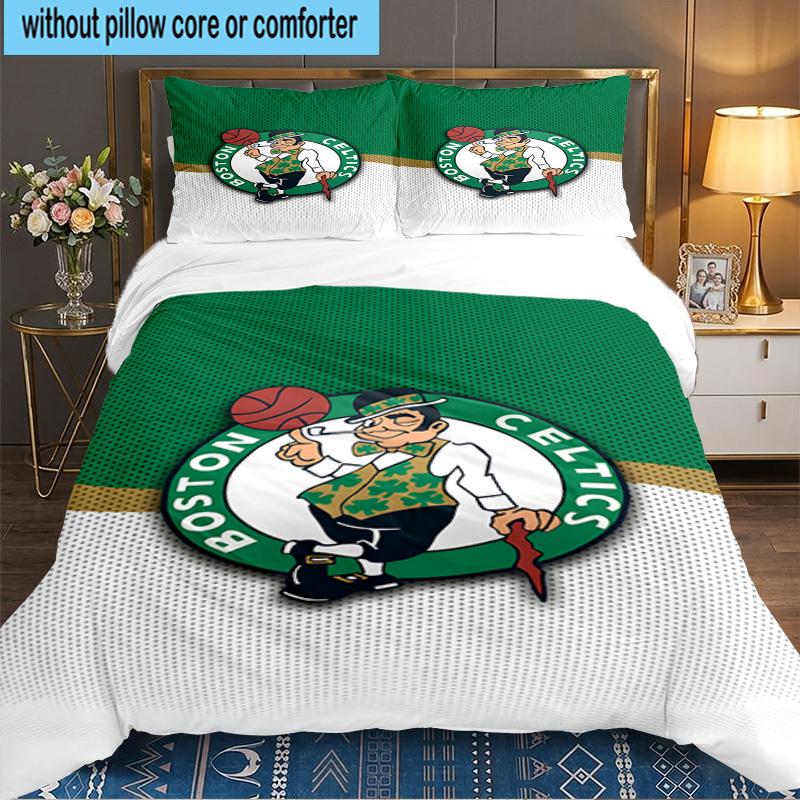 Boston-Celtics Logo 3pcs Bedding Set,Including 1pc Duvet Cover And 2pcs Pillowcases Perfect Gift for Christmas,Ideal for Bedroom, Dormitory