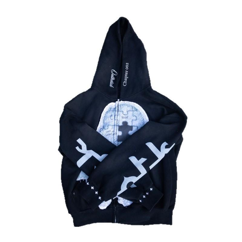 Unisex Streetwear Hooded Zip-Up Sweatshirt With 3D Graphic Print Regular Fit Long Sleeve Pullover Men Women